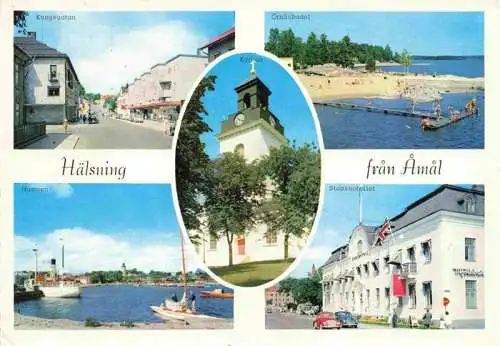 AK / Ansichtskarte  Amal_Sweden Kungsgatan oernasbadet Hamnen Stadshotellet Kyrkan