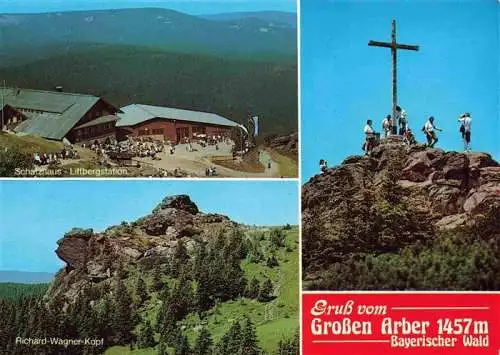 AK / Ansichtskarte 73967680 Grosser_Arber_1456m Schutzhaus Richard-Wagner-Kopf Gipfelkreuz
