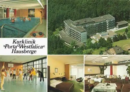 AK / Ansichtskarte  PORTA_WESTFALICA_NRW Kurklinik Porta Westfalica Hausberge Luftaufnahme Hallenbad Gymnastikraum Speisesaal