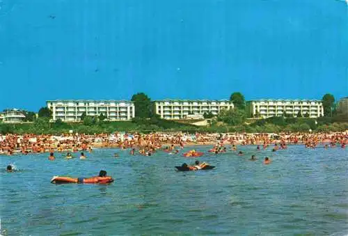 AK / Ansichtskarte 73967702 Mangalia_Romania Badestrand Hotels Ansicht vom Schwarzen Meer aus