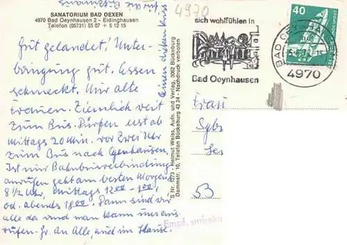 AK / Ansichtskarte 73967703 Eidinghausen_Bad_Oeynhausen Sanatorium Bad Oexen
