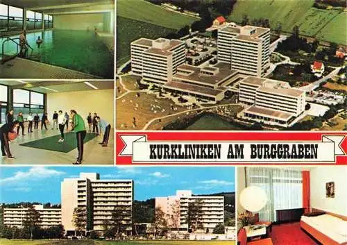 AK / Ansichtskarte  BAD_SALZUFLEN Kurkliniken am Burggraben Hallenbad Gymnastikraum Luftaufnahme