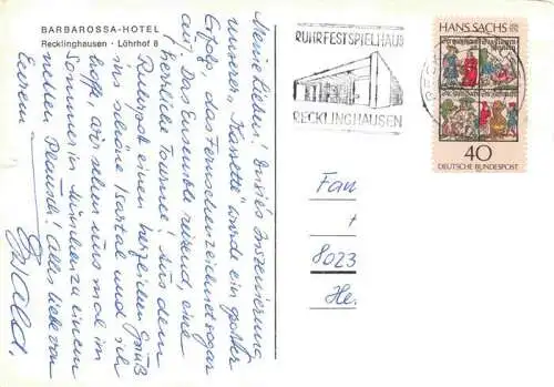 AK / Ansichtskarte  Recklinghausen__Westfalen Barbarossa Hotel Restaurant