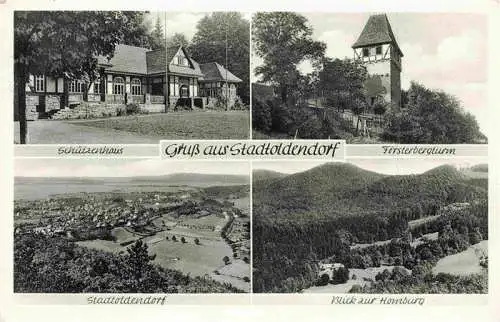 AK / Ansichtskarte  Stadtoldendorf Schuetzenhaus Foersterbergturm Stadtoldendorf Blick zur Homburg