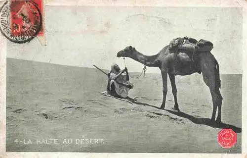 AK / Ansichtskarte 73967898 Kamele__Camel_Chameau-- La Halte au Desert Mann Wueste