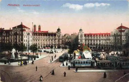 AK / Ansichtskarte  Strassenbahn_Tramway-- Muenchen Karlstorrondell