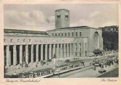 AK / Ansichtskarte 73967976 Strassenbahn_Tramway-- Stuttgart Hauptbahnhof Stadion