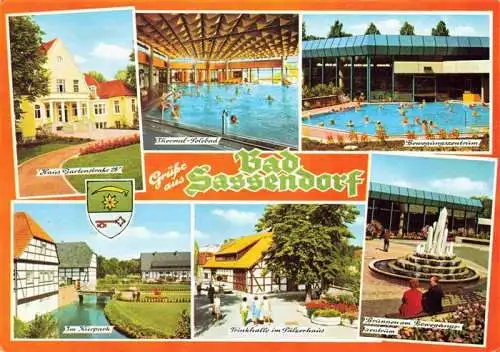 AK / Ansichtskarte  Bad_Sassendorf Kurhaus Thermal-Solebad Bewegungszentrum Kurpark Trinkhalle Brunnen