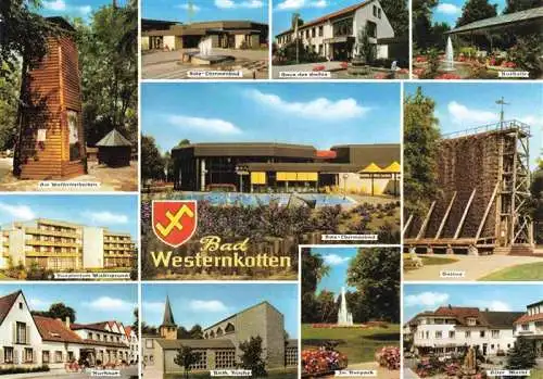 AK / Ansichtskarte  Bad_Westernkotten Sole-Thermalbad Haus des Gastes Kurhalle Saline Sanatorium Kurhaus Kirche Kurpark Markt