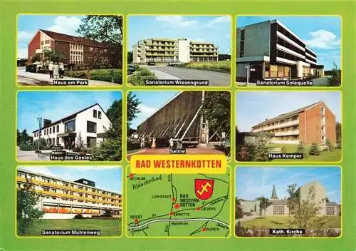 AK / Ansichtskarte 73968100 Bad_Westernkotten Haus am Park Sanatorium Kurhaus Saline Kirche