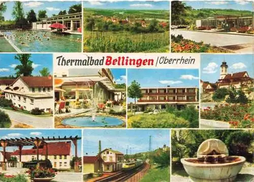 AK / Ansichtskarte 73968139 Bad_Bellingen Kurort im Markgraeflerland Schwarzwald Thermalbad Kurhaus Kirche Bahnhof Brunnen