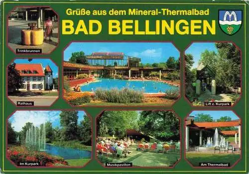 AK / Ansichtskarte 73968190 Bad_Bellingen Mineral-Thermalbad Trinkbrunnen Rathaus Kurpark Musikpavillon Kurort im Markgraeflerland Schwarzwald