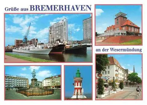 AK / Ansichtskarte 73968207 BREMERHAVEN Teilansichten Seestadt Hafen Hochhaeuser Denkmal Leuchtturm Stadtzentrum