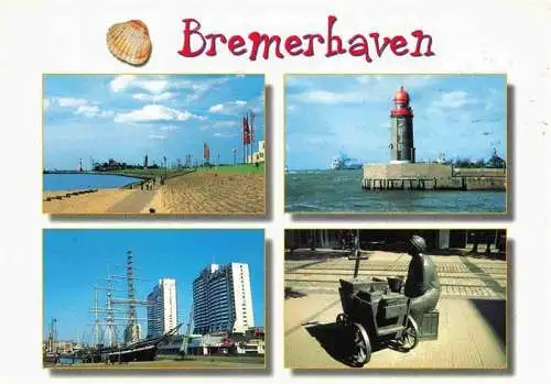 AK / Ansichtskarte  BREMERHAVEN Colombuskaje Hafen Leuchtturm Dreimaster Segelschiff Denkmal