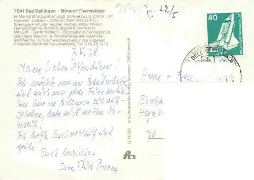 AK / Ansichtskarte  Bad_Bellingen Panorama Kurort Markgraeflerland Schwarzwald