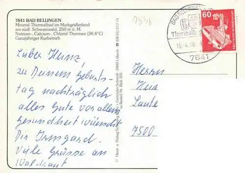 AK / Ansichtskarte  Bad_Bellingen Thermalbad Kurpark Wasserspiele Konzertpavillon Kurort Markgraeflerland Schwarzwald