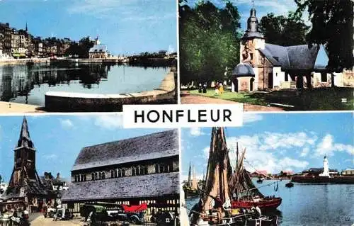 AK / Ansichtskarte  Honfleur_14_Calvados Le bassin en pleine eau Eglise St Catherine son clocher La chapelle ND de Grace Vue sur l'Avant Port