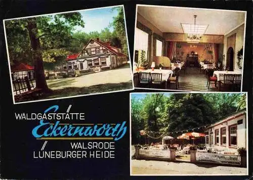 AK / Ansichtskarte 73968457 Walsrode_Lueneburger_Heide Waldgaststaette Eckernworth Gastraum Terrasse