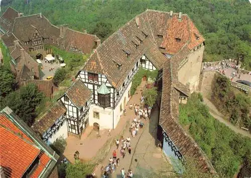 AK / Ansichtskarte  Eisenach_Thueringen Die Wartburg mit Burghof und Wartburghotel Fliegeraufnahme