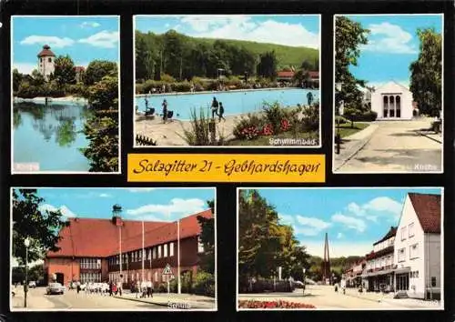 AK / Ansichtskarte 73968498 Gebhardshagen_Salzgitter Kirche Schwimmbad Kirche Schule Sommerbergweg