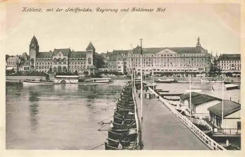 AK / Ansichtskarte 73968567 KOBLENZ__Rhein Schiffbruecke Regierung und Koblenzer Hof