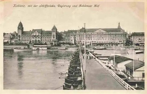 AK / Ansichtskarte  KOBLENZ__Rhein Schiffbruecke Regierung und Koblenzer Hof