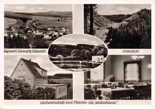 AK / Ansichtskarte 73968607 Dickendorf Panorama Elbbachtal Freibad Gastwirtschaft und Pension zur Waldschaenke