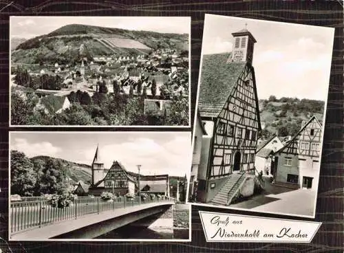 AK / Ansichtskarte  Niedernhall_BW Panorama Stadthallen Gaststaette Bruecke