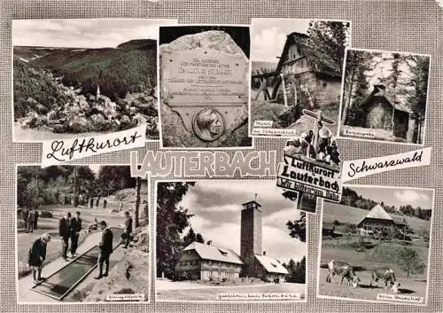 AK / Ansichtskarte 73968646 Lauterbach_Schwarzwald Panorama Gedenktafel Muehle im Sulzbachtal Bergkapelle Minigolf Gedaechtniskirche Fohrenbuehl Hasenhof