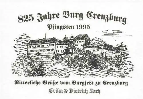 AK / Ansichtskarte 73968682 Creuzburg_Thueringen Burg Creuzburg 825 Jahre Zeichnung