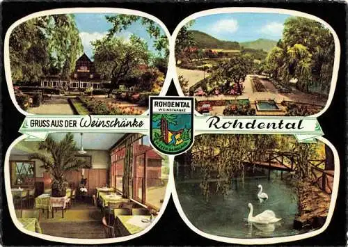 AK / Ansichtskarte 73968688 Rohdental_Hessisch_Oldendorf Weinschaenke Rohdental Gaststube Park Schwanenteich