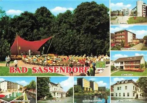 AK / Ansichtskarte 73968712 Bad_Sassendorf Rathaus Kurheim Dunkel Haus Huesch Haus Sauerland Kurklinik Wiesengrund Haus Rasche Rosenau Sanatorium