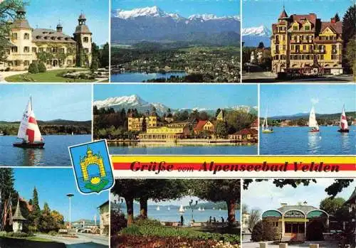 AK / Ansichtskarte  Velden__Woerthersee_AT Schloss Blick zum Mittagskogel Ortsmitte Segelschule Gerlitzen Hauptstrasse Seepromenade Spielkasino