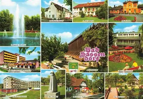 AK / Ansichtskarte  Bad_Sassendorf Kurpark Fontaene Sanatorium Malerwinkel Parksanatorium Der Schaefer Gradierwerk Brunnen Cafe Haus Leifert Bahnhof Haus Sonneneck Kurpark