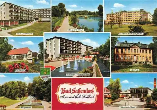 AK / Ansichtskarte 73968820 Bad_Sassendorf Parksanatorium Kursaal Kurgarten Teich Rosenau Sanatorium Kurklinik Wiesengrund Schloss Kurmittelhaus