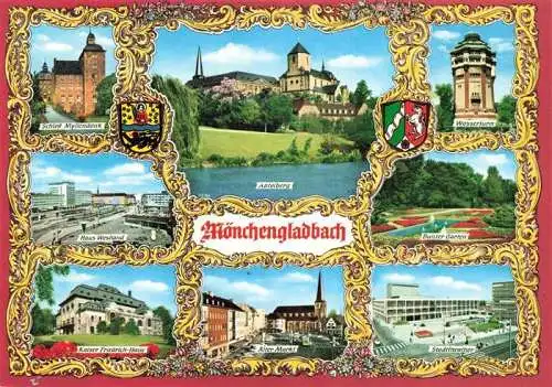 AK / Ansichtskarte  Moenchengladbach Schloss Myllendonk Haus Westland Kaiser Friedrich Halle Alter Markt Stadttheater Abteiberg Bunter Garten Wasserturm