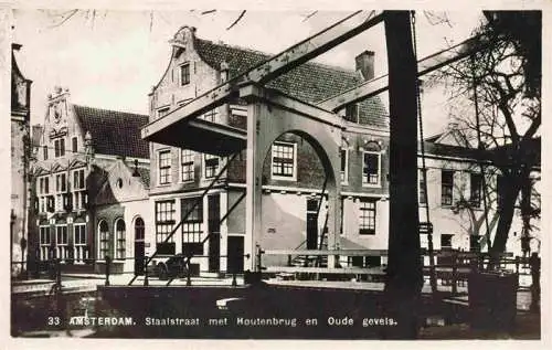 AK / Ansichtskarte  Amsterdam__NL Staatstraat met Houtenbrug en Oude gevels