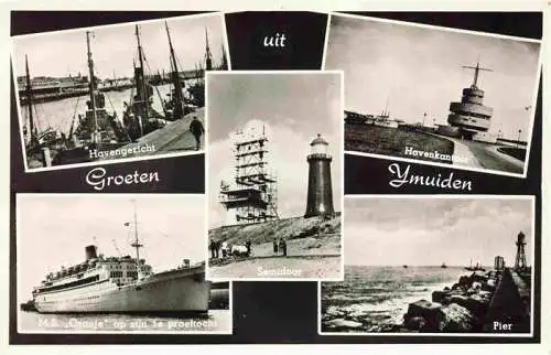 AK / Ansichtskarte  Ymuiden_Ijmuiden_NL Havengezicht Havenkantoor MS Oranje op zijn le proeltocht