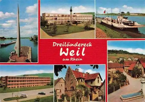 AK / Ansichtskarte 73969219 Weil_am_Rhein Dreilaendereck Zollgebaeude Stufenhaus Hafenpartie