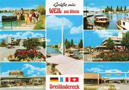 AK / Ansichtskarte 73969223 Weil_am_Rhein Rheinpromenade Stadtmitte Zollanlage Weil Basel Dreilaendereck Rheinpartie Stadtmitte