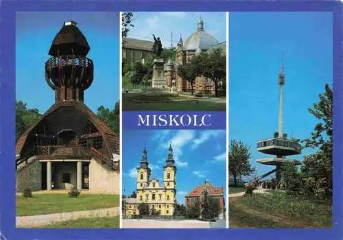 AK / Ansichtskarte 73969298 Miskolc_Mischkolz_HU Aussichtsturm Denkmal Kirche Sender