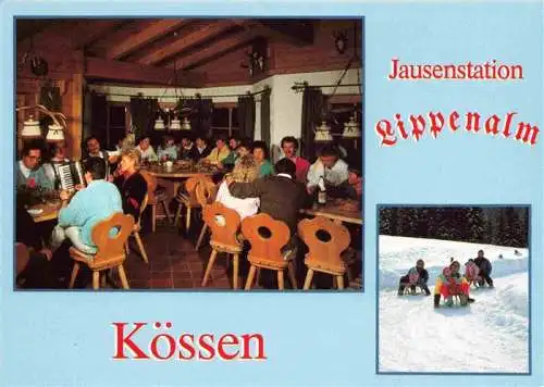 AK / Ansichtskarte  Koessen_Tirol_AT Jausenstation Lippenalm Gastraum Schlittenfahren