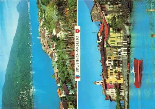 AK / Ansichtskarte  Brusino-Arsizio_Brusinosizio_TI Panorama Lago di Lugano Haeuserpartie am Wasser