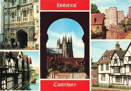 AK / Ansichtskarte 73969498 Canterbury__Kent_UK Christchurch Gateway The Westgate Cathedral trough Kings School Archway The Weavers Old Cottages