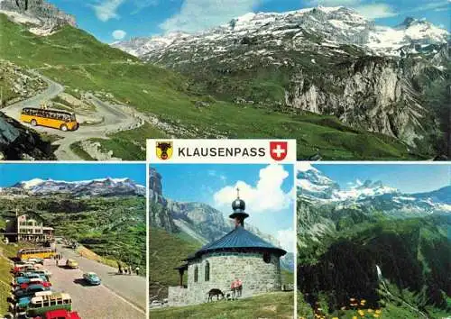 AK / Ansichtskarte  Klausenpass_1948m_UR Panorama mit Clariden Kammlistock und Scheerhorn Hotel Klausenpasshoehe Bergkapelle Staeubfall