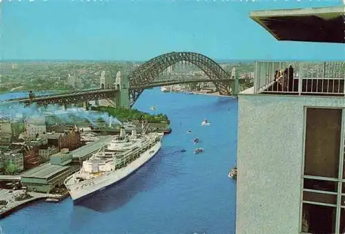 AK / Ansichtskarte  Sydney__NSW_Australia Harbour Bridge and Overseas Terminal from AMP Building Circular Quay