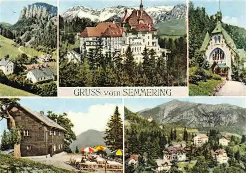 AK / Ansichtskarte 73969530 Semmering_Niederoesterreich Adlitzgraben Polleroswand Suedbahnhof Kircherl Pinkenkogelhaus Villenviertel mit Schneeberg