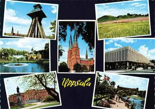 AK / Ansichtskarte  Uppsala_Upsala_Sweden Turm Seepartie Panorama Kirche Einkaufszentrum Promenade