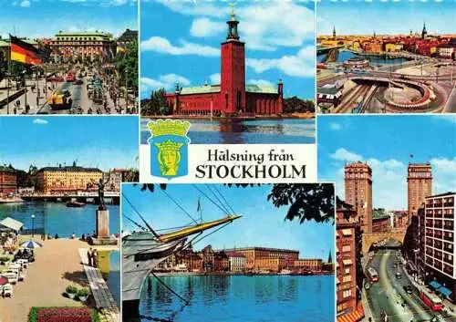 AK / Ansichtskarte 73969542 Stockholm__Sweden Teilansichten Schloss Hafen Strassenpartien