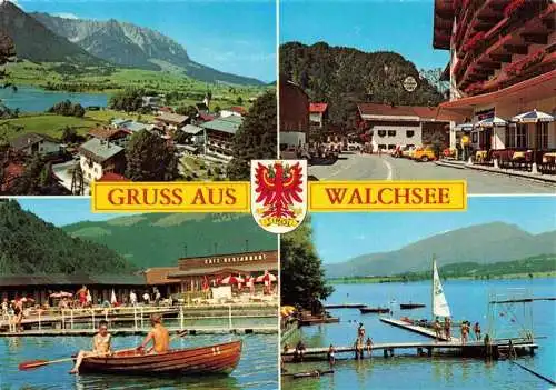 AK / Ansichtskarte 73969566 Walchsee_Tirol_AT Panorama Ortspartie Cafe Restaurant Bootssteg